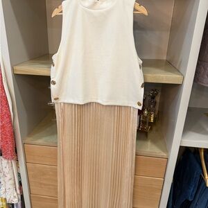 THML Cream Ribbed Sleeveless dress